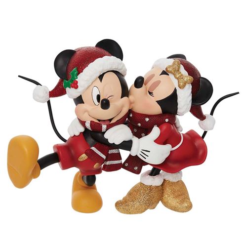 Enesco Figurine de Collection Mickey et Minnie Noël en Résine - Hauteur 16 cm - Largeur 19 cm - Profondeur 10 cm