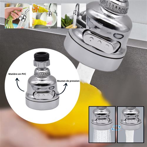 Embout de cuisine VENTEO - Super Jetto - Aérateur de robinet - Embout  robinet universel de cuisine avec rotation 360 - Economiseur d'eau - Avec 2  modes d'écoulement - Jet puissant/perle 