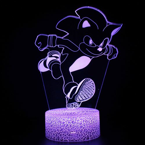 Lampe 3D Tactile Veilleuses Enfant MY1634 Sonic The Hedgehog 16 Couleurs avec Telecommande