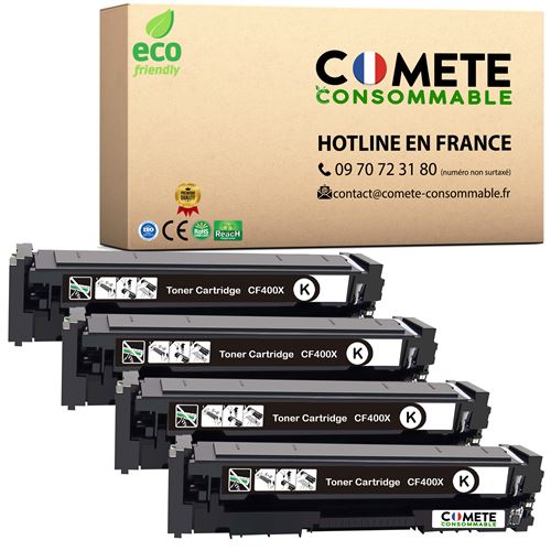 201X Pack de 4 Toner compatible avec HP 201X (=201A grande capacit&eacute;) CF400X CF400XD - 4 Noir 