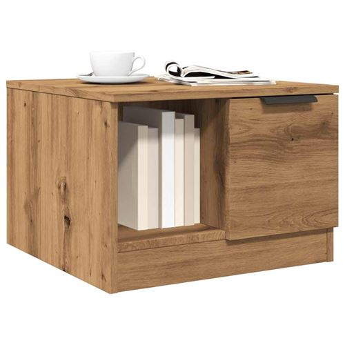 Table basse chêne artisanal 50x50x36 cm bois d ingénierie