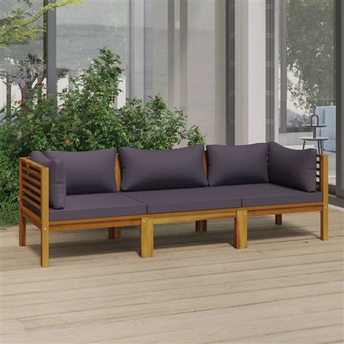 Non Communiqué Marron Vidaxl Canapé De Jardin À 3 Places Avec Coussin Bois D'acacia Massif