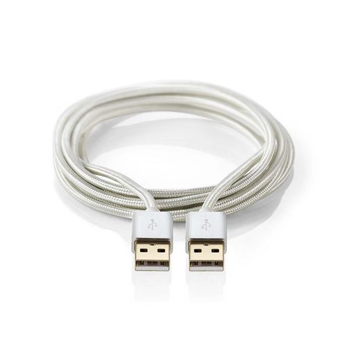 Nedis - USB-kabel - USB (M) naar USB (M) - USB 2.0 - 2 m - rond - aluminium