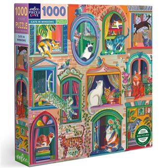 Puzzle 1000 pièces: Chat à la fenêtre