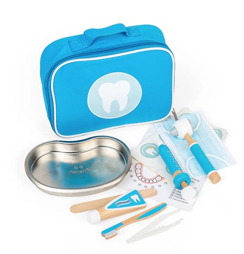 Non Communiqué Bleu Kit De Dentiste En Bois De 12 Pièces
