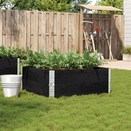 VIDAXL - Jardinière - Bois de Pin Massif - 100x100 cm - Noir - Image 2