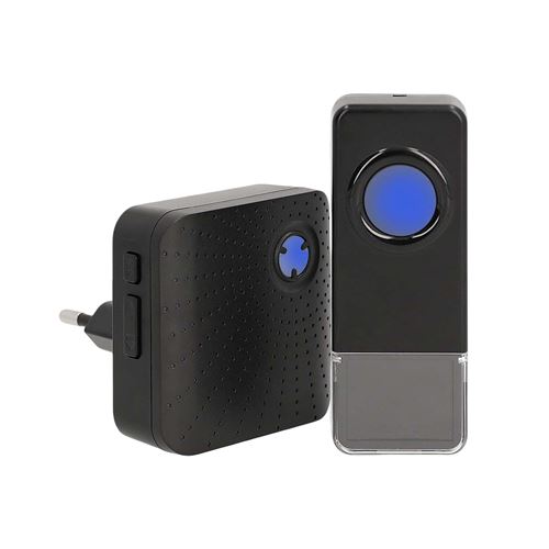Kit de Sonnette sans fil 110dB Portée 150m IP55 58 Mélodies Nedis Noir