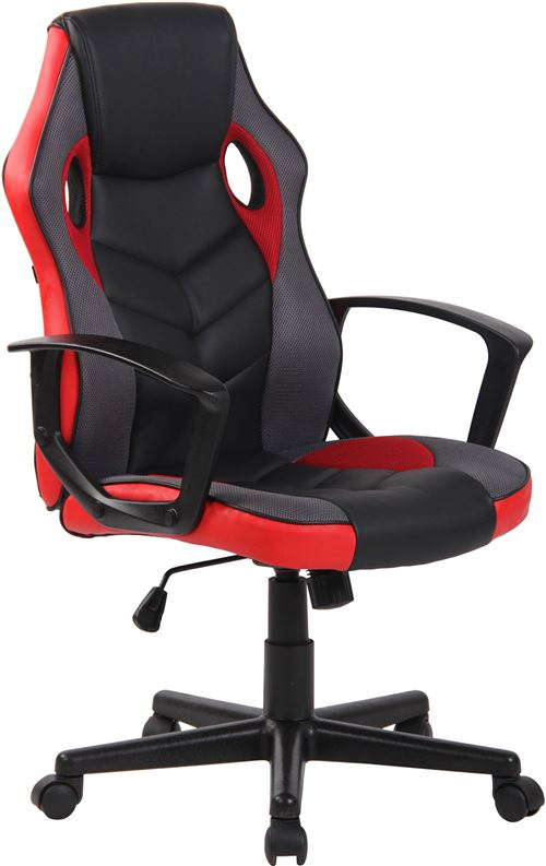 CLP Fauteuil de bureau / Gaming Glendale en similicuir et tissu en maille  Noir / Rouge
