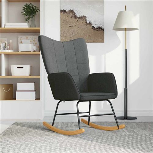 Vidaxl Gris Chaise À Bascule Foncé Tissu - Image 3