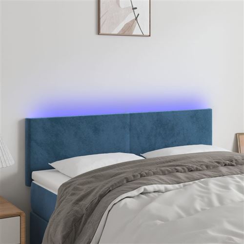 Testiera A Led Blu Scuro 144x5x78/88 Cm In Velluto - Vidaxl