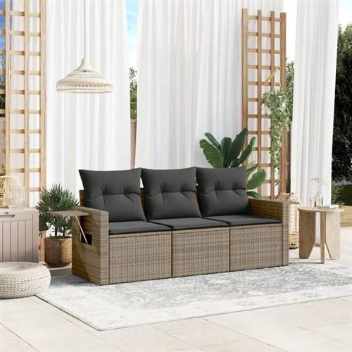 Non Communiqué Gris Vidaxl Salon De Jardin Avec Coussins 3 Pcs, Canapés De Terrasse, Ensemble De Meubles De Patio, Mobilier D'extérieur, 3219859