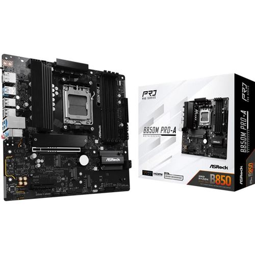 Carte mère ASRock B850 Micro ATX AM5 B850M Pro-A PCIe 5.0 DDR5 256 Go USB 3.2 RAID - Image 2