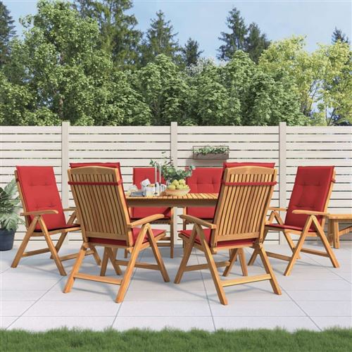 Non Communiqué Rouge Lot De 6 Chaise Vidaxl En Teck Pliable H. 104 Cm Exterieur