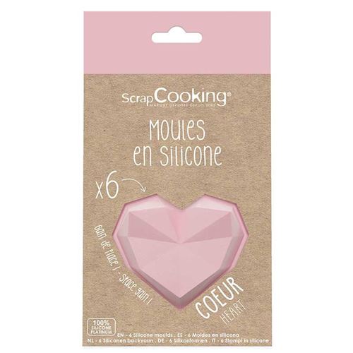 6 moules en silicone - Diamant Coeur - ScrapCooking