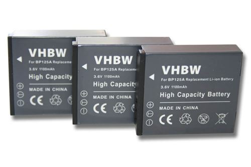 Vhbw 3x Batterie compatible avec Samsung HMX-QF20, HMX-Q20BP, HMX-Q20, HMX-Q130BP, HMX-Q130TN caméra vidéo caméscope (1100mAh, 3,6V, Li-ion)