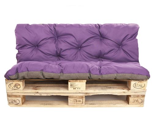 Setgarden, Set coussins pour palette canapé,Coussins de bank, assise 120 x 80 x 16cm + dossier 120 x 40 x 14cm, Couleur Violet