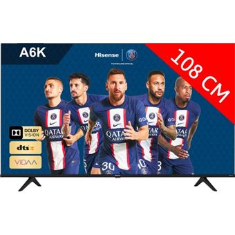 Hisense 43A6K - Classe de diagonale 43" A6K Series TV LCD rétro-éclairée par LED - Smart TV - VIDAA - 4K UHD (2160p) 3840 x 2160 - HDR - Direct LED - noir - 1