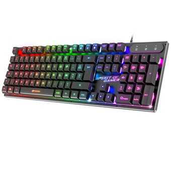 SPIRIT OF GAMER x PRO K1 Clavier Gamer Semi-Mecanique Filaire pour PC Layout Azerty Français 26 Touches Anti-Ghosting 3 Modes de Rétroéclairage RGB Slim USB Gaming Keyboard