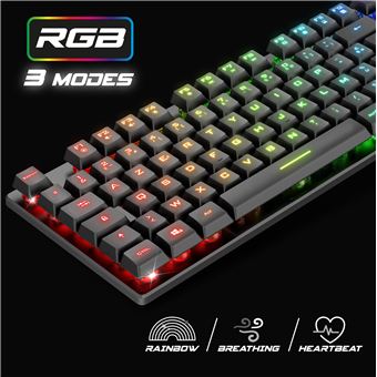 SPIRIT OF GAMER x PRO K1 Clavier Gamer Semi-Mecanique Filaire pour PC Layout Azerty Français 26 Touches Anti-Ghosting 3 Modes de Rétroéclairage RGB Slim USB Gaming Keyboard