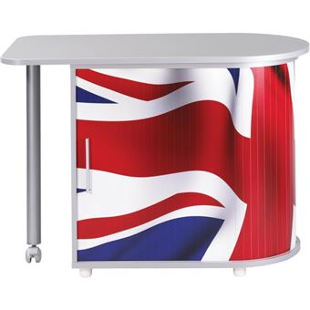 Bureau Informatique Alu Table Pivotante et Rangement - Drapeau anglais 701 - L 105 x l 55 x H 74.7 cm - 1