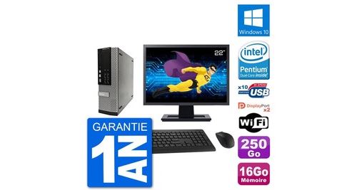 Pc dell 7010 sff ecran 22" intel g2020 ram 16go disque 250go windows 10 wifi