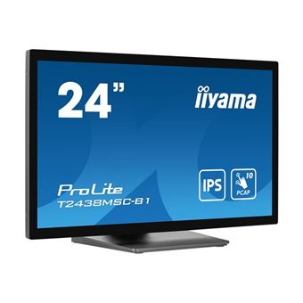 iiyama ProLite T2438MSC-B1 - Écran LED - 24" (23.8" visualisable) - écran tactile - 1920 x 1080 Full HD (1080p) - IPS - 600 cd/m² - 1000:1 - 5 ms - HDMI, DisplayPort - haut-parleurs - noir mat