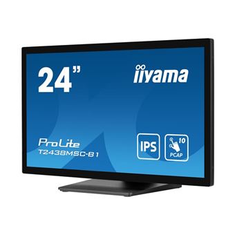 iiyama ProLite T2438MSC-B1 - Écran LED - 24" (23.8" visualisable) - écran tactile - 1920 x 1080 Full HD (1080p) - IPS - 600 cd/m² - 1000:1 - 5 ms - HDMI, DisplayPort - haut-parleurs - noir mat