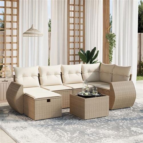 Non Communiqué Beige Salon De Jardin Modulable Vidaxl Rotin 7 Pieces 62.5 X 62 X 69 Cm