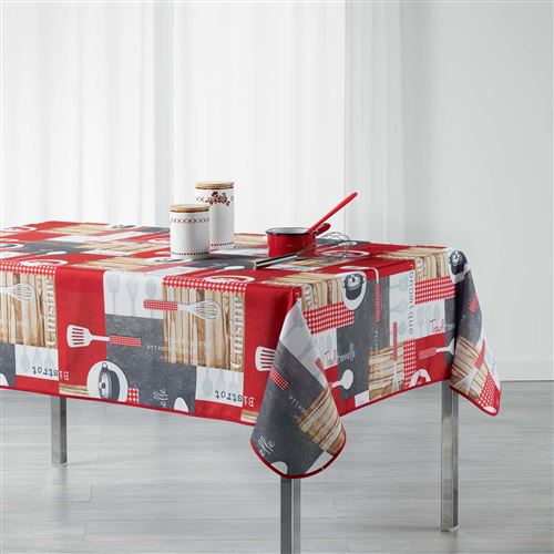 nappe rectangle 150 x 240 cm polyester imprime cuisine gourmande