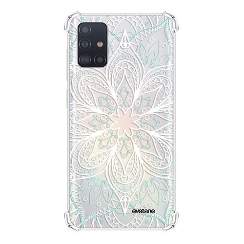 Coque pour Samsung Galaxy A51 5G anti-choc souple avec angles renforcés transparente Mandala Turquoise [Evetane®]