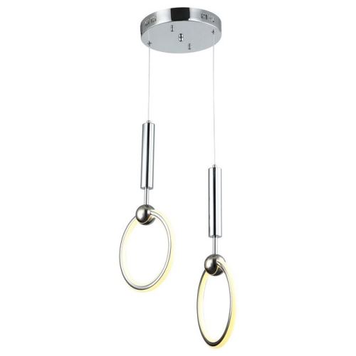 HOMEMANIA Lampe à Suspension Dario - Lustre - Lustre de plafond - Chrome en Métal, 28 x 25 x 105 cm, 2 x LED, 26W, 7280LM, 3000K