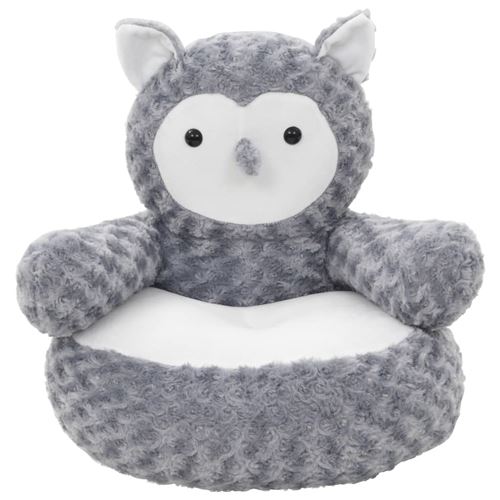 vidaXL Knuffel uil pluche grijs
