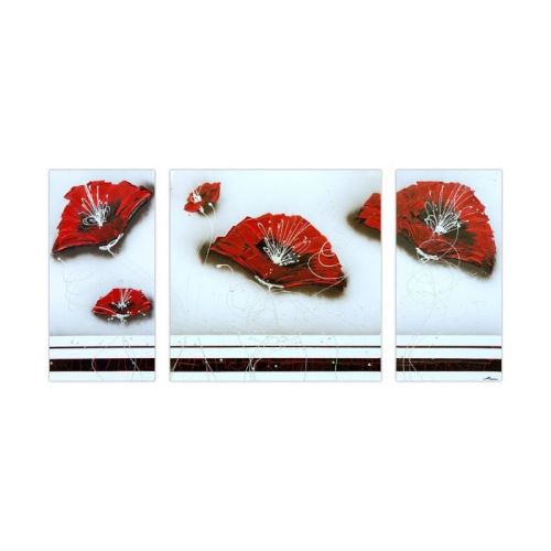 FLOWER Tableau multi-panneaux Toile peinte 70x140 cm rouge