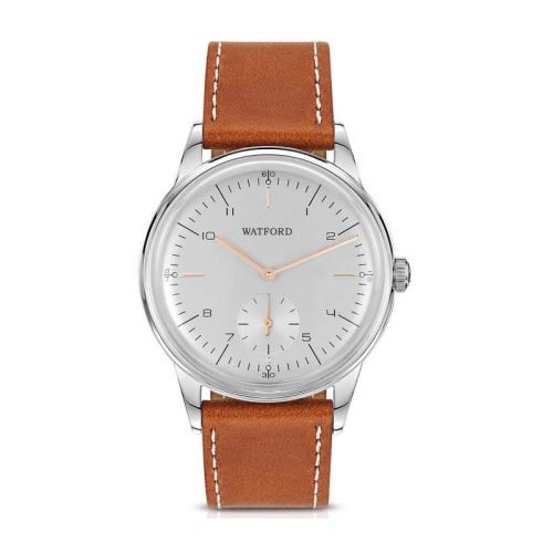 WATFORD Montre Quartz Mario Homme 40mm Couleur Argent/Bracelet cuir Camel