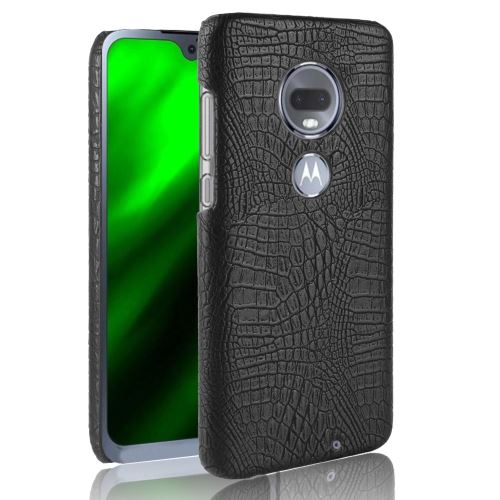 Etui en PU crocodile noir pour votre Motorola Moto G7/G7 Plus