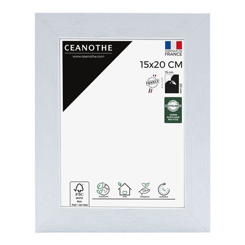 Cadre photo Karma blanc 15x20 cm, bois reconstitué - marque française