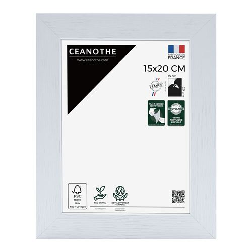 Cadre photo blanc 15x20 cm bois reconstitu&eacute; fsc