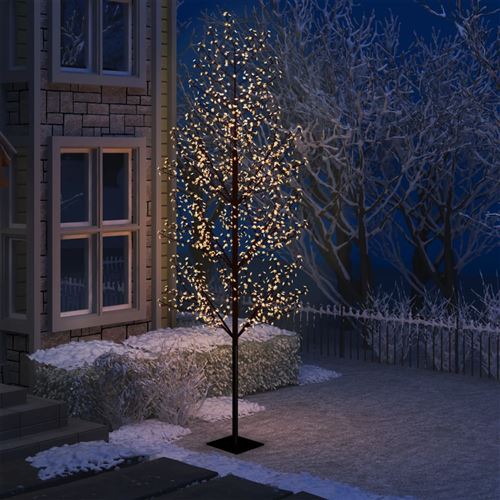 vidaXL Sapin de Noël 1200 LED blanc chaud Cerisier en fleurs 400 cm