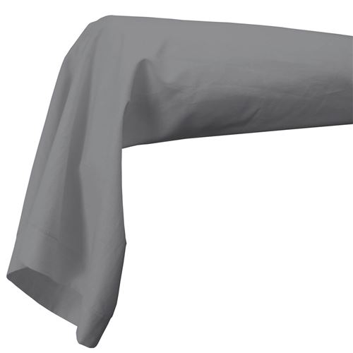 Taie de traversin 85 x 185 cm uni 57 fils lina + point bourdon Gris souris