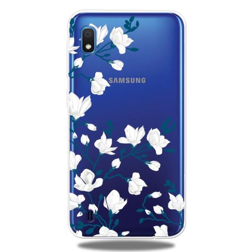 Coque en TPU impression de motifs extrêmement claire fleur blanche pour votre Samsung Galaxy A10