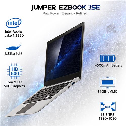PC Portable JUMPER EZbook 3SE support Windows 10 3+64Go Argent (Qwerty)