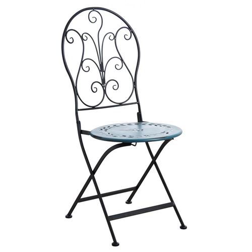 Aubry Gaspard - Chaise de terrasse pliante en métal bleu