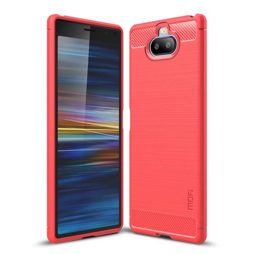 Coque en TPU grain de fibre de carbone balayé rouge pour votre Sony Xperia 20/XA4