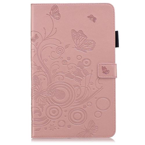 Etui en PU papillons rose avec support pour votre Galaxy Tab A 10.1 (2019) SM-T515/SM-T510