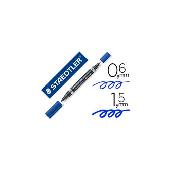 Feutre permanent Lumocolor duo 348 Staedtler Double pointe Bleu - 1