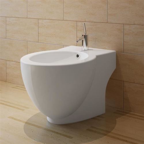 Bidet &agrave; poser au sol rond en c&eacute;ramique blanche Vida XL