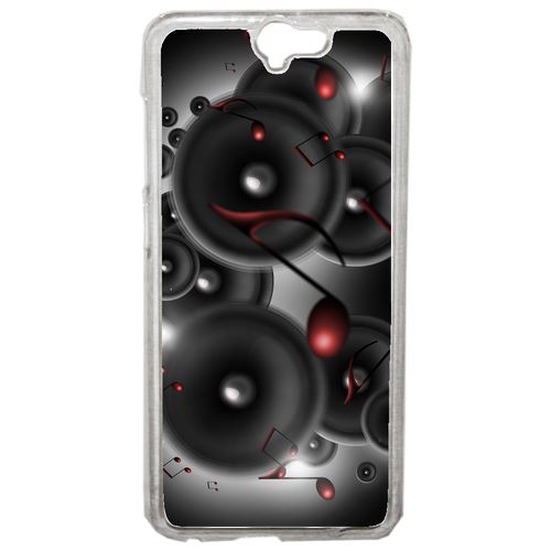 Coque Enceintes Note De Musique Rouge Compatible One A9 Transparent