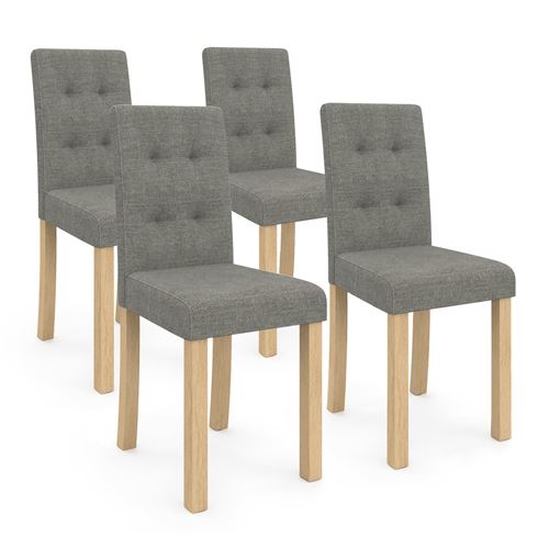 Id Market Lot de 4 chaises polga capitonnées grises pour salle à manger - vue 1