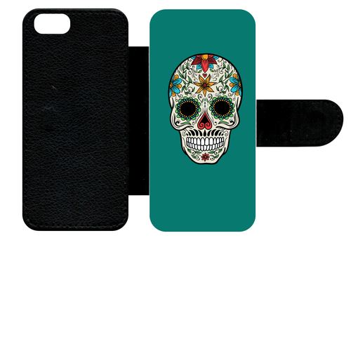 Etui À Rabat Apple Iphone Se Crane Couleurs Fond Vert
