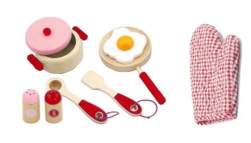 Viga Toys set de petit-déjeuner 8 pièces rouge